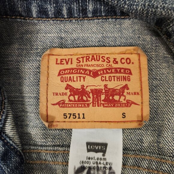 Levis Denim Jacket Trucker Blue Jean Womens Size Small Button Up 57511 - Picture 12 of 14